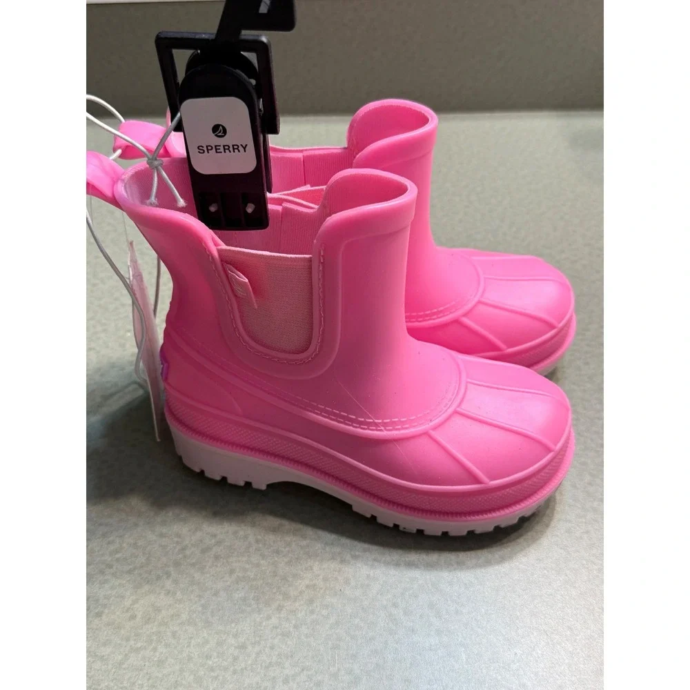 Sperry Kids Pink Waterproof Rubber‎ Rain Boots Toddler Size 7 B46